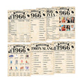 70Pcs 60th Birthday Party Games Born In 1966 Fun 1966 Trivia Music Slang Books Game Double-Sided Game Cards Vintage 60th Birthday Party Supplies for 60 Year Old Activity Anniversary Class Reunion