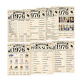 70Pcs 50th Birthday Party Games Born In 1976 Fun 1976 Trivia Music Slang Books Game Double-Sided Game Cards Vintage 50th Birthday Party Supplies for 50 Year Old Activity Anniversary Class Reunion
