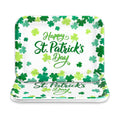 JarThenaAMCS 3Pcs Happy St. Patrick' s Day Serving Trays Shamrock Reusable Serving Dishes Lucky Clover Platter for Irish Holiday Party Sharing Snacks Fruits Dessert, 13 x 10 Inch