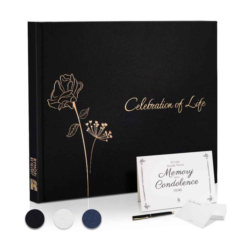 Revery Rymori Funeral Guest Book for Memorial Service, Celebration of Life | Celebration of Life Guest Book | Funeral Registry Guest Book | Funeral Sign in Book for Guests | Condolence Sympathy