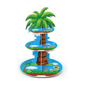 Blue Cupcake Stand Cartoon Themed Birthday Party Decorations 3 Tier Palm Tree Dessert Cake Toppers Stand Decorations Cupcake Holder Tower for Video Games Party Supplies Pixel Baby Shower