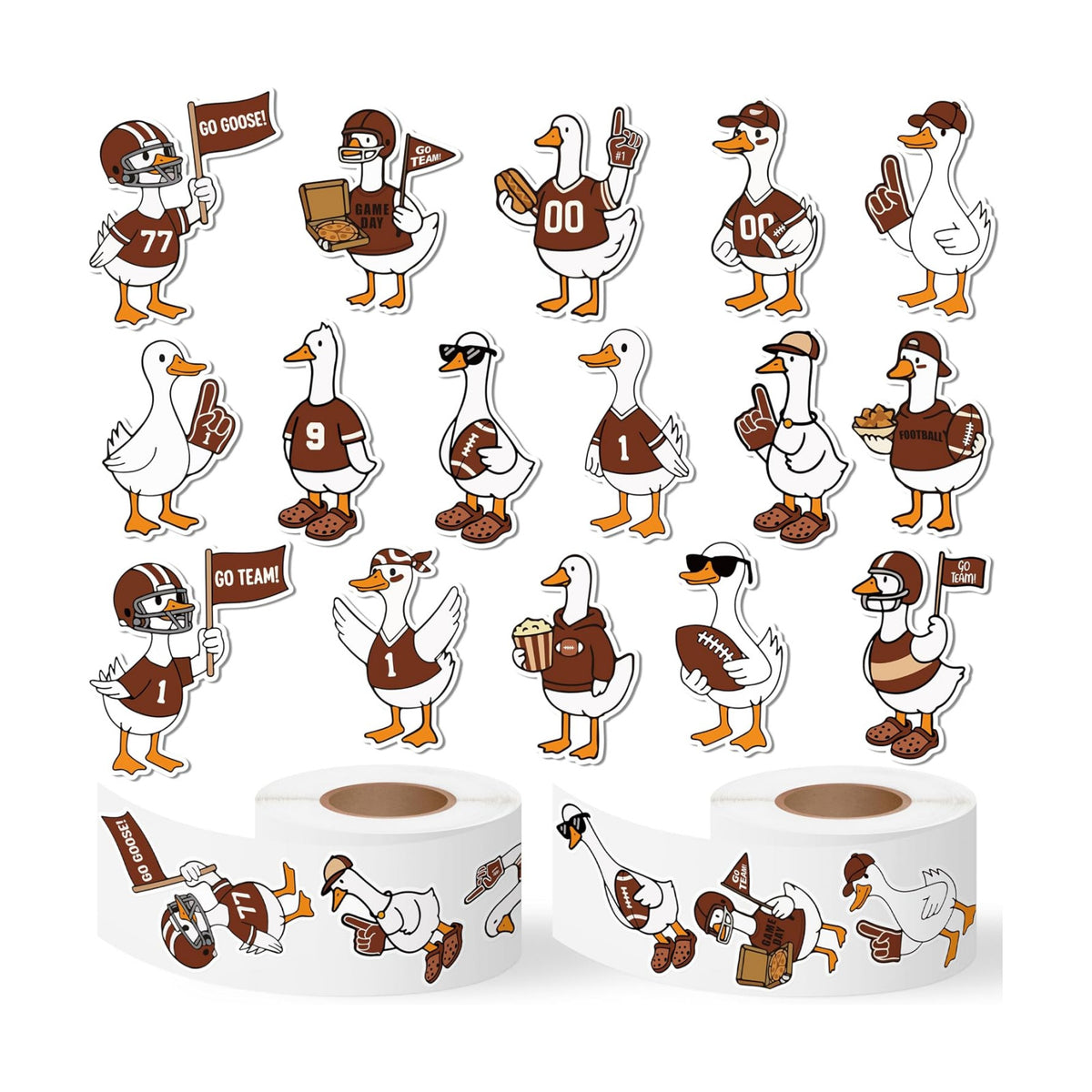 Eartim Football Goose Sticker Rolls 1000Pcs American Football Goose Sticker