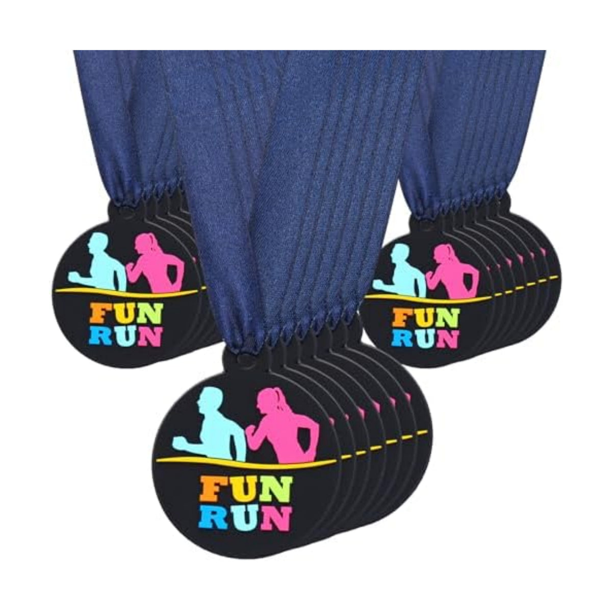 AmazingSpark 60 Pcs Fun Run Award Medals, 2 Inch Rubber Medals Bulk Winner Encourage Team Participation for Kids Adults Trophy Award Prize Gift Competitions Graduation Party