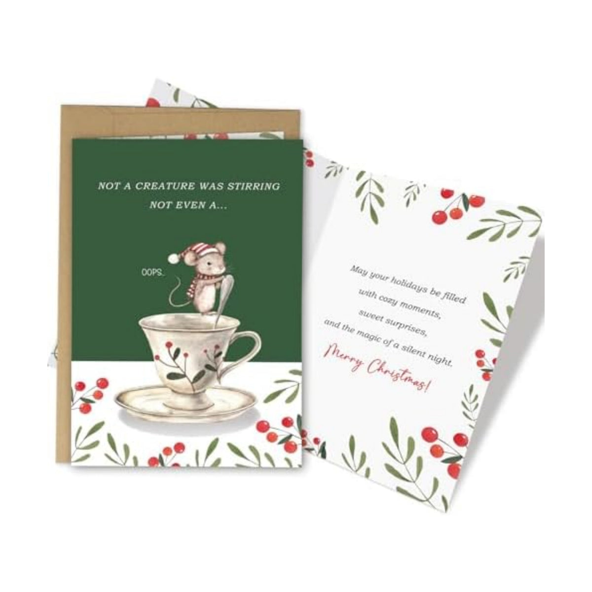 Funny Christmas Mouse Card for Women Men, Humor Christmas Card for Friends Partner Family Coworker, Not a Creature Was Stirring Xmas Cards