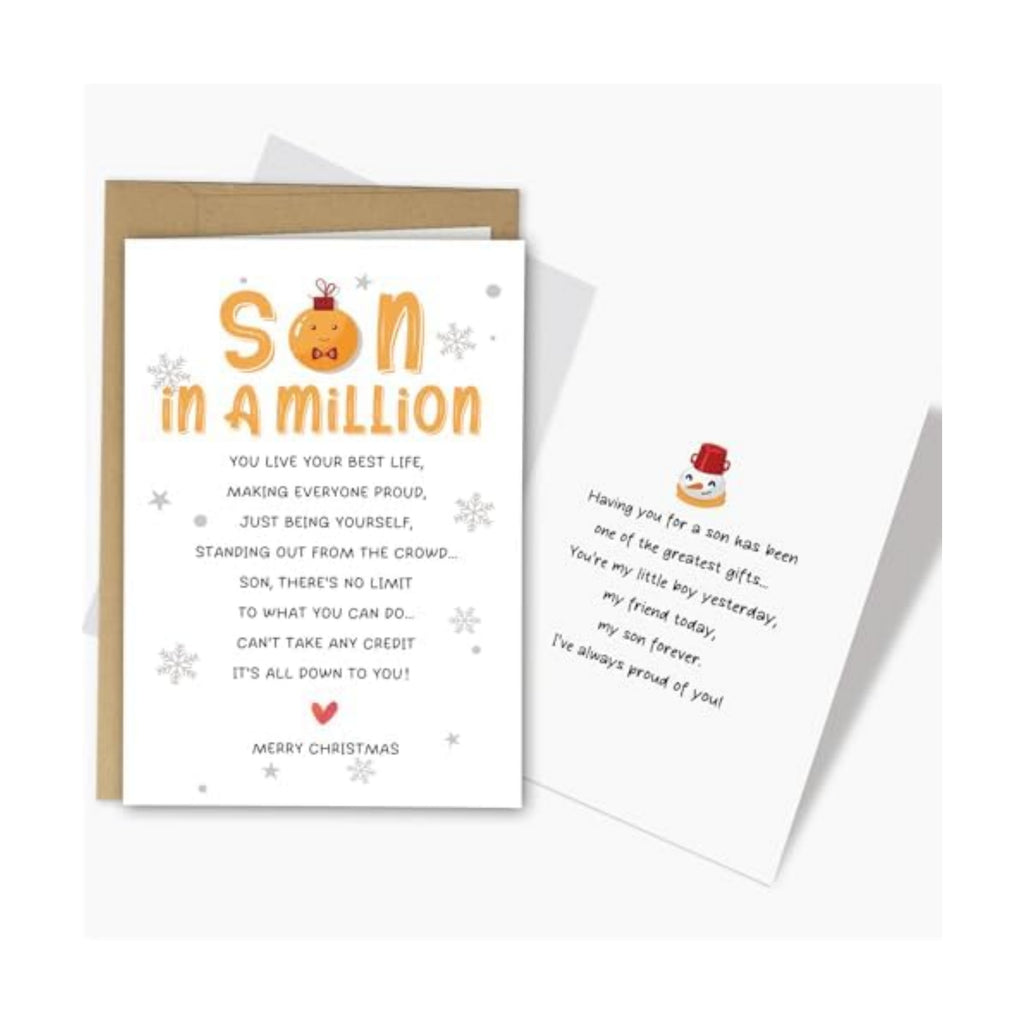 Merry Christmas Card for Son, Poem Son Christmas Card from Mom Dad, Heartfelt Xmas Cards Gift for Child from Parents
