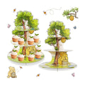 Winnie Cupcake Stand, 3-Tier Cardboard Cupcake Holder for Classic Winnie Bear Baby Shower Birthday Cupcake Decorations