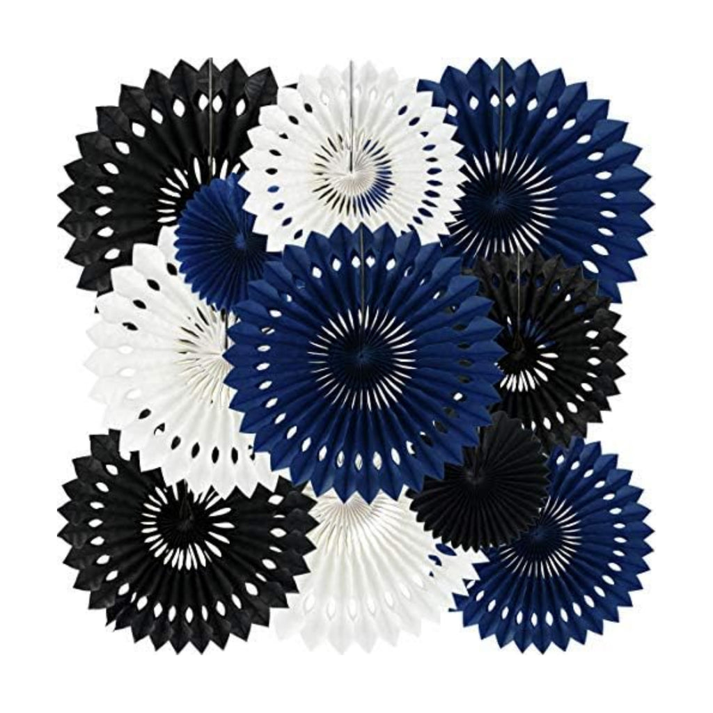 BEISHIDA Honeycomb Round Paper Fans Black Blue White Hanging Party Decor