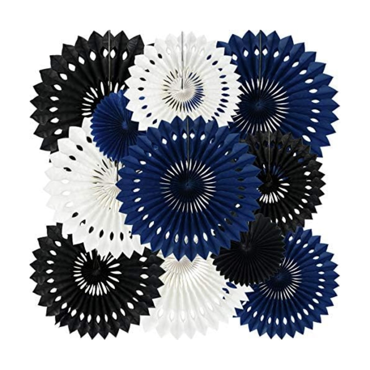 BEISHIDA Honeycomb Round Paper Fans Black Blue White Hanging Party Decor