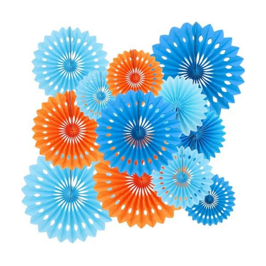 BEISHIDA Honeycomb Round Paper Fan Blue Mix Orange Hanging Party Decoration
