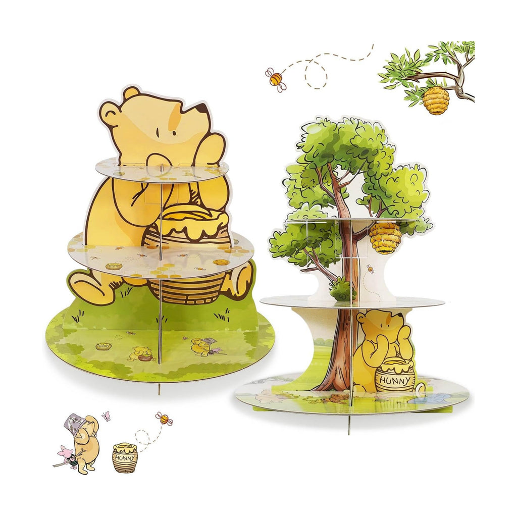 2Pcs Neutral Classic Winnie Baby Shower Birthday Decorations Cupcake Stands