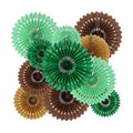 BEISHIDA Honeycomb Round Paper Fans Green Brown Hanging Party Decoration