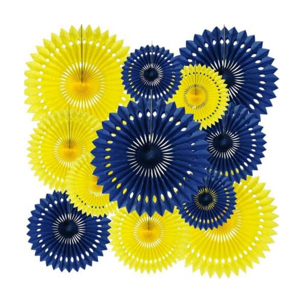 BEISHIDA Honeycomb Round Paper Fans Blue Yellow Hanging Party Decoration