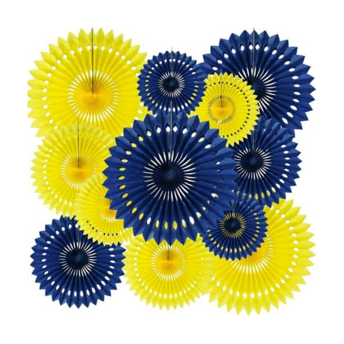 BEISHIDA Honeycomb Round Paper Fans Blue Yellow Hanging Party Decoration