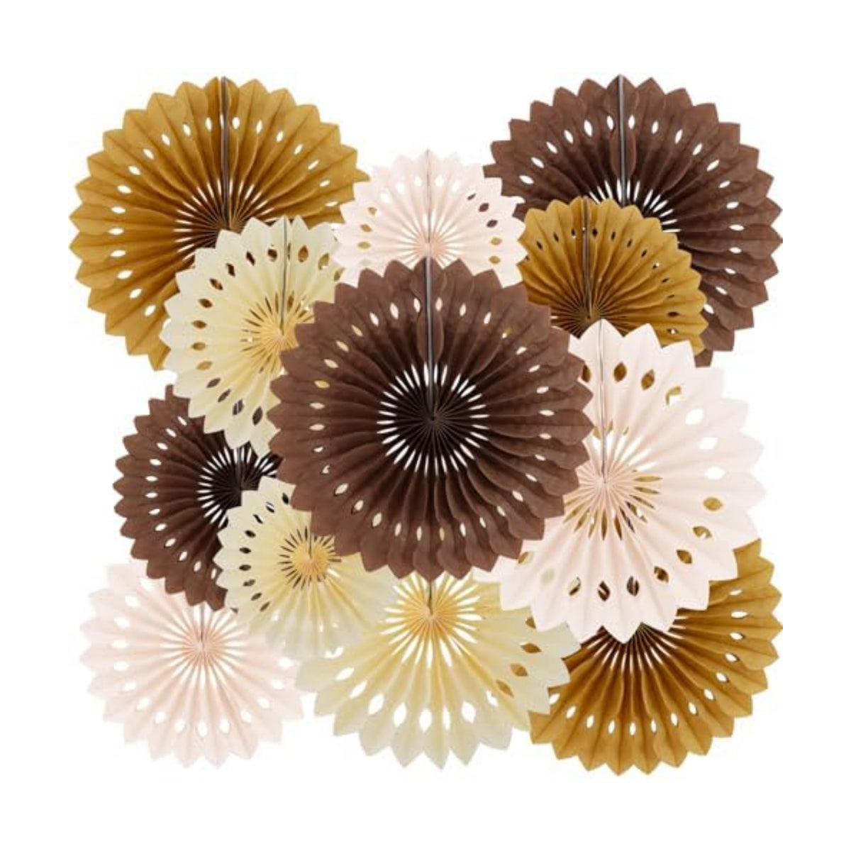 BEISHIDA 12packs Honeycomb Round Paper Fans Brown Hanging Party Decoration