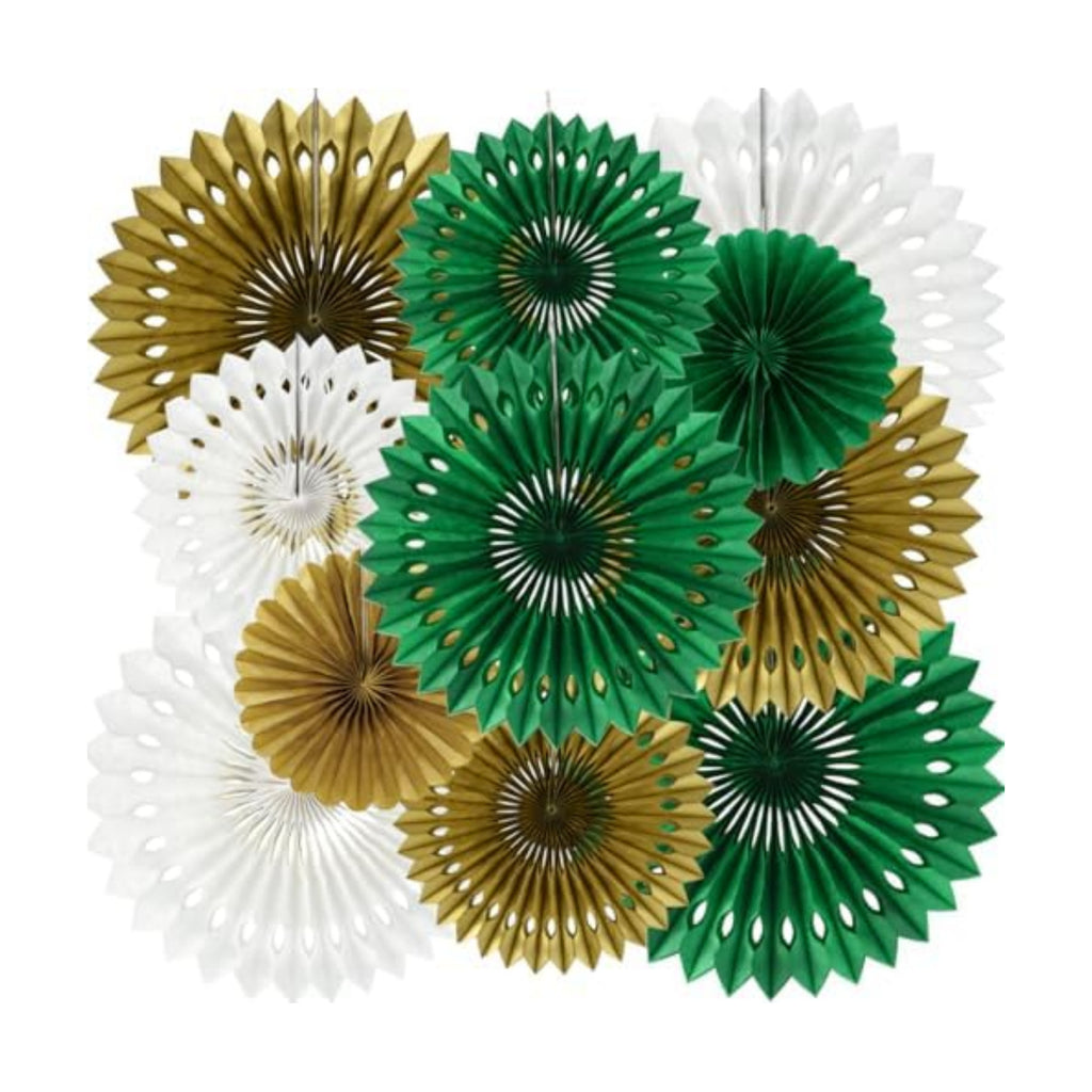 BEISHIDA Honeycomb Round Paper Fans Green Gold Hanging Party Decoration