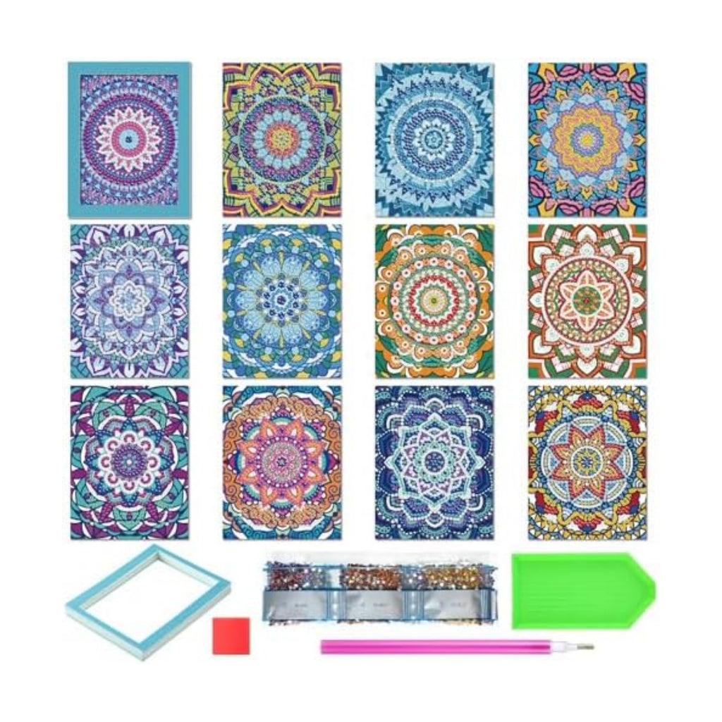 Saillong 24 Pcs Mandala Mini Diamond Painting Kits with Frames Set