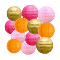 BEISHIDA Pink Orange Gold Paper Lanterns 6/8/10 Inch Round Chinese Lamp