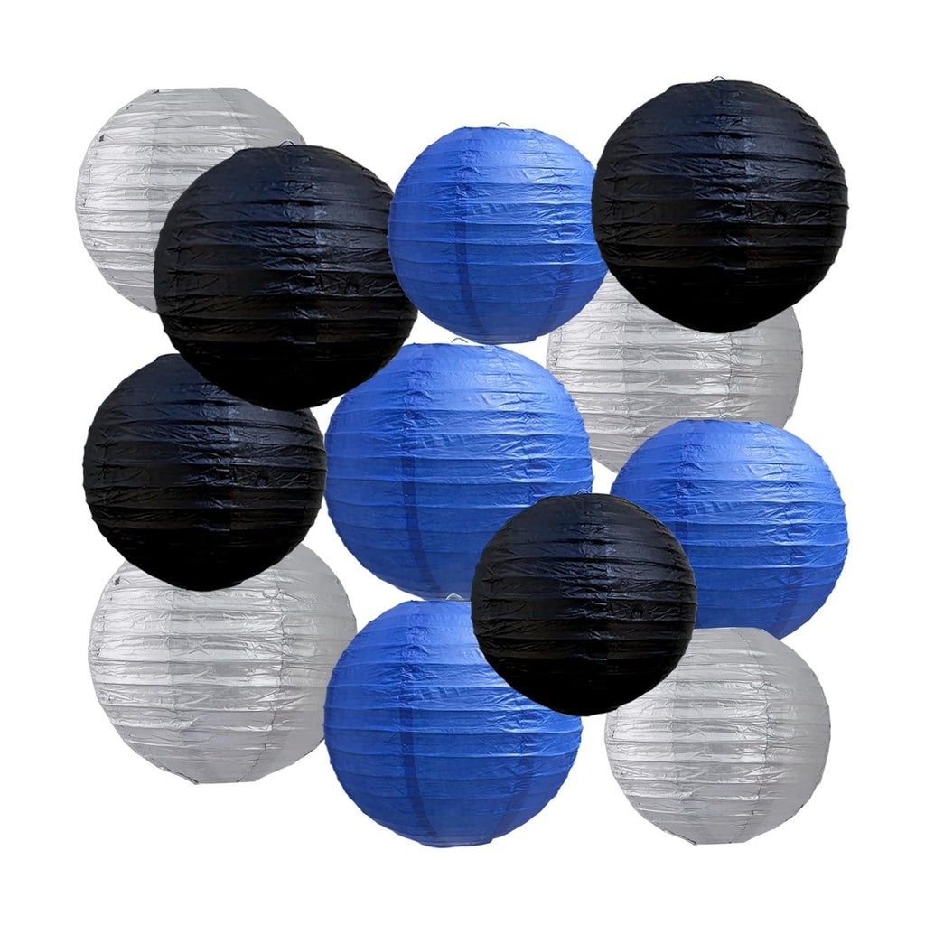 BEISHIDA Blue Black Silver Paper Lanterns 6/8/10/12 Inch Round Chinese Lamp