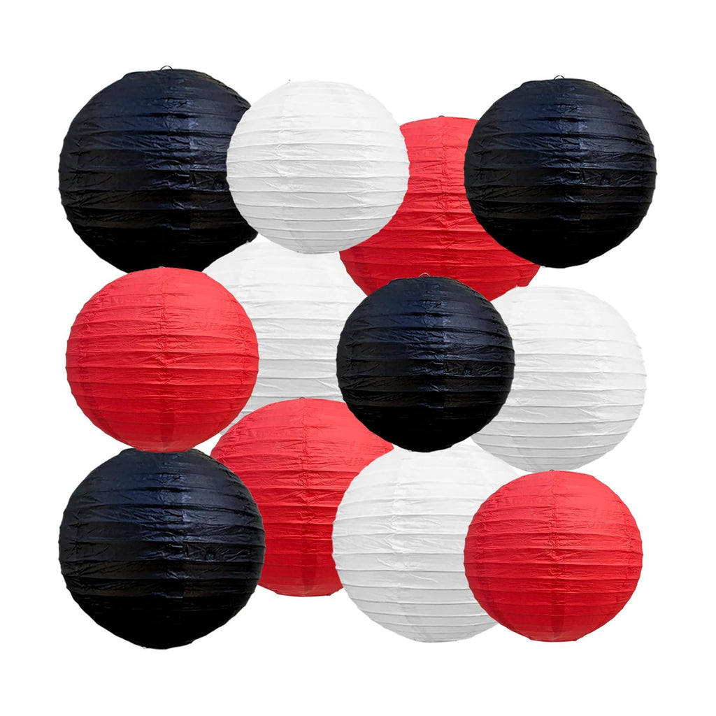 BEISHIDA Red Black White Paper Lanterns 4/6/8/10 Inch Round Chinese Lamp