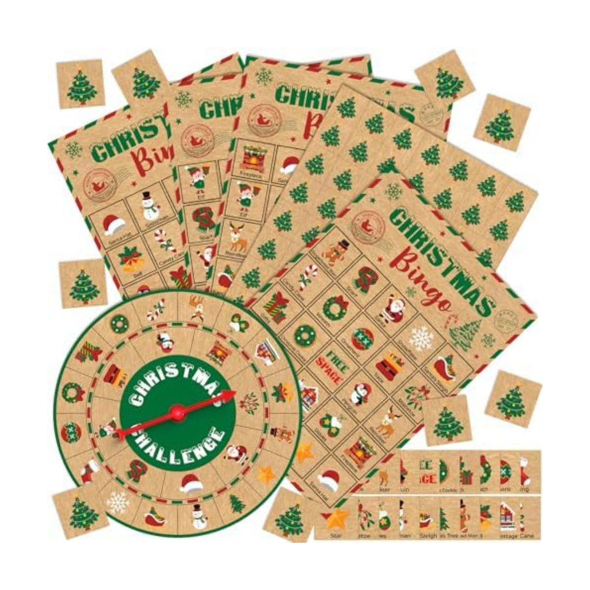 Shappy Bingo Game for Kid Adult 24 Players Party Game Activities,Christmas