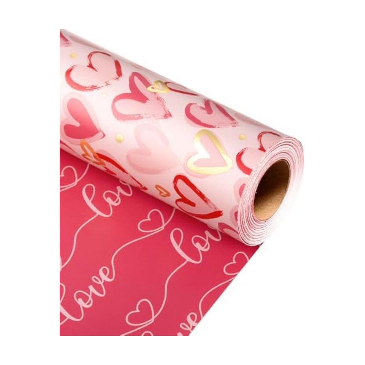 MAYPLUSS Pink Wrapping Paper, Heart Gift Wrap Paper Roll Reversible Love for Girl Women Anniversaries, Wedding Shower, Engagement, Romantic Celebration, Mothers Day, 17IN x 33FT