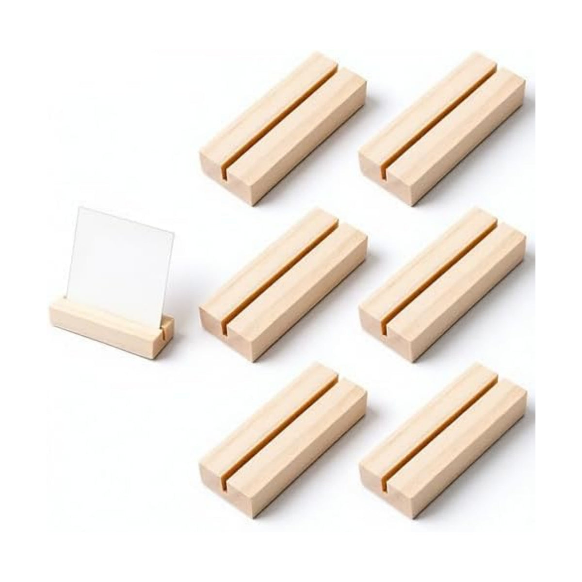 6Pcs Wood Table Number Stands, Wood Place Card Holders, Picture & Name Card Holders for Acrylic Signs, Table/Wedding/Ceremony/Home/Party/Decoration Holders