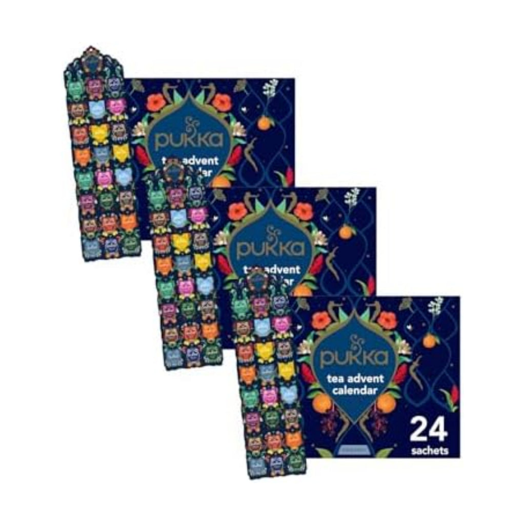 Pukka 2025 Advent Calendar Organic Tea Sampler, Selection of 24 Delightful Black & Green Tea Infusions, Christmas Gift Idea for Tea Lovers, 100% Organic (Pack of 3)
