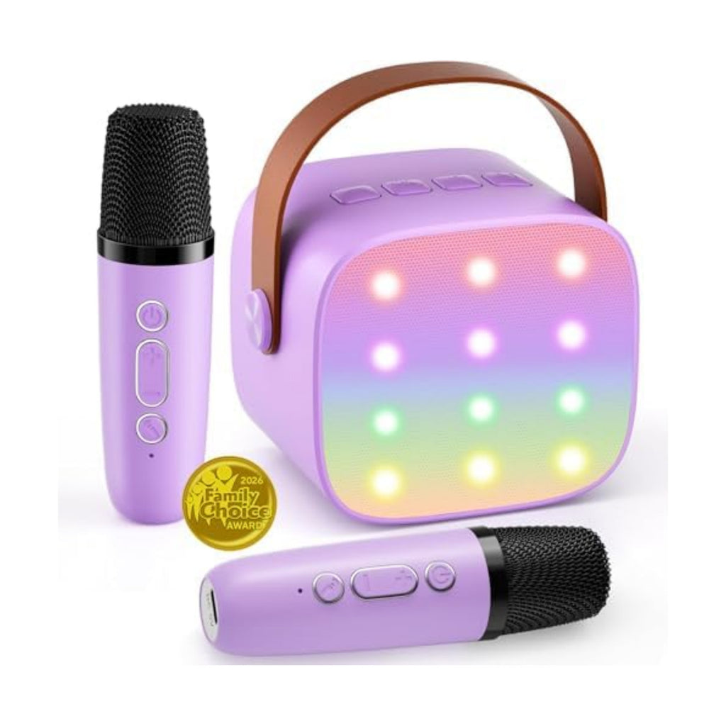 Mini Karaoke Machine with 2 Wireless Microphones, 2026 TOP Kids Portable Bluetooth Karaoke Machine for 3, 4, 5, 6, 7, 8, 9,10,11,12+Year Old, Christmas Birthday Gifts for Girls Boys Adults Home Party