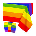 3 Pieces 54 x 108 Inches Rainbow Plastic Tablecloth, Disposable Rectangle Pride Striped Table Covers for LGBTQ Events, Wedding Decorations, Pride Month, Summer Picnic, and Birthday Supplies