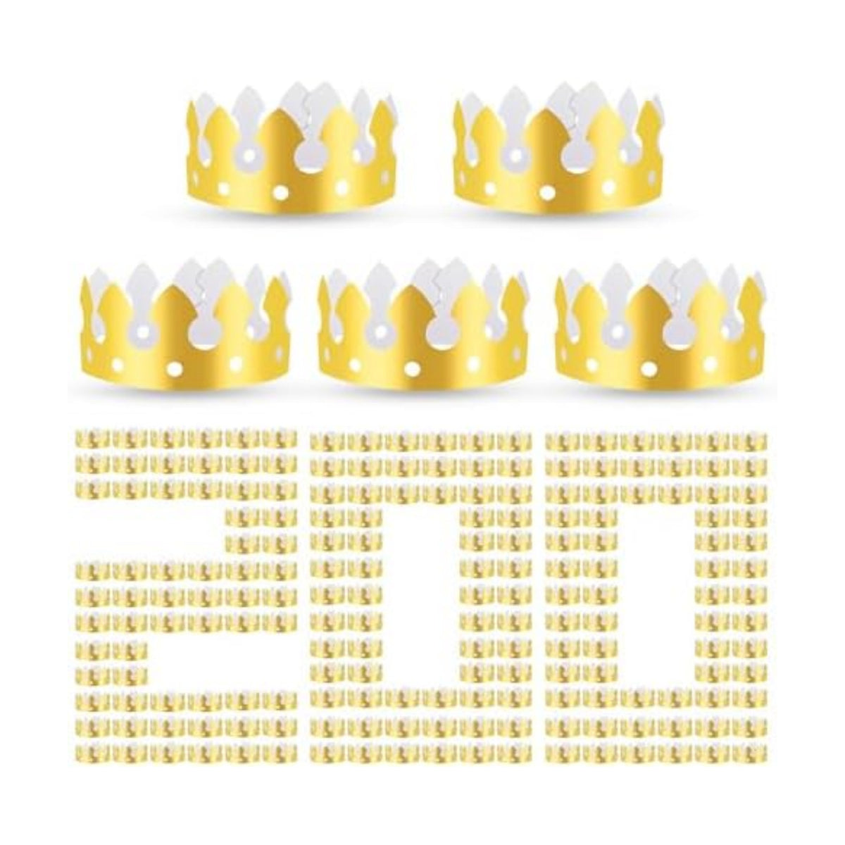 200pcs Gold Paper Crowns Bulk,Classic Style King Crown Princess Hats