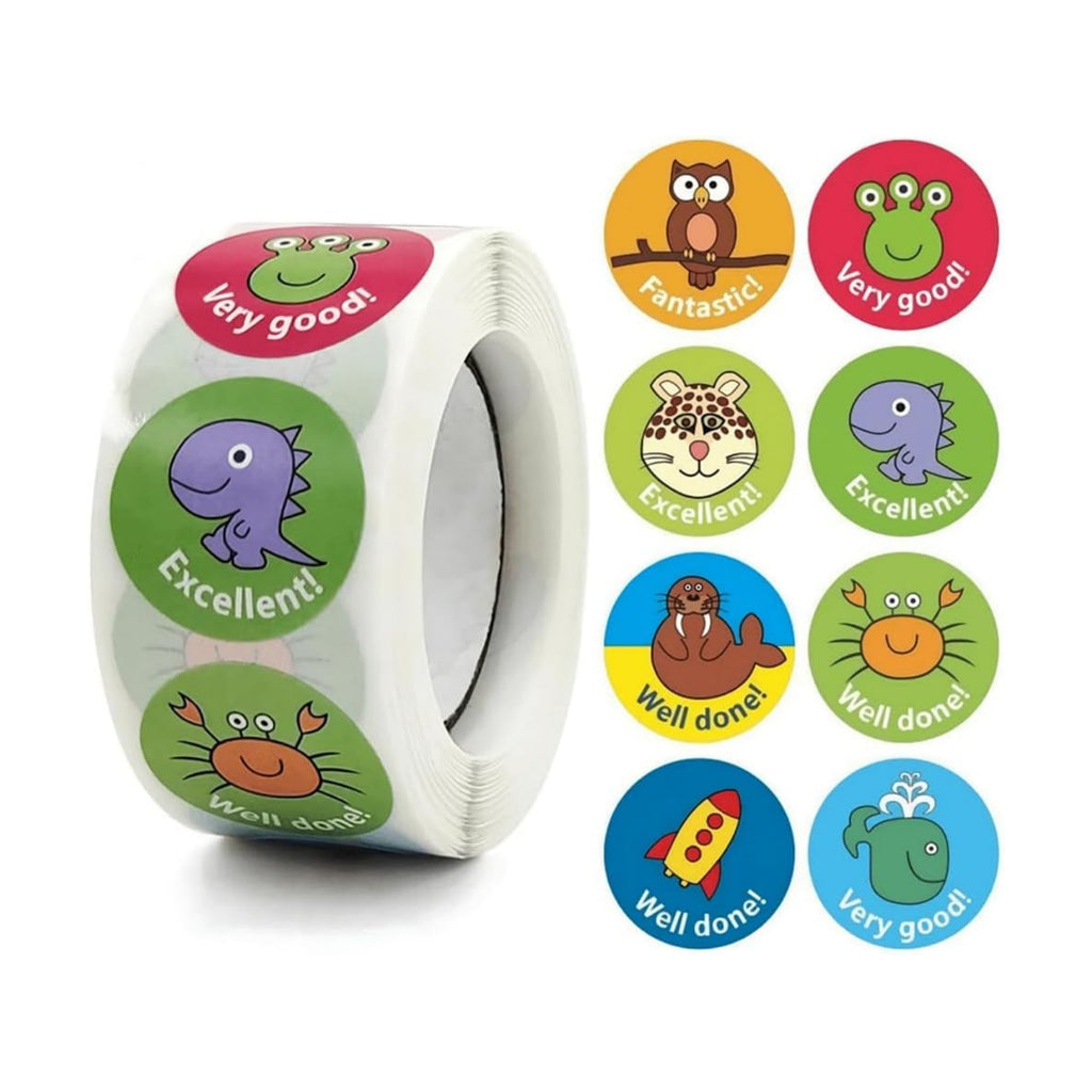 500Pcs Cartoon Stickers 1inch 8 Design Encourage Stickers Roll for Envelopes Invitations Cards Decorations