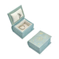 Book Shaped Ring Box - Vintage Engagement Ring Box with Hinged Lid for Proposal Engagement Wedding, Proposal Ring Case -PRB017-Blue