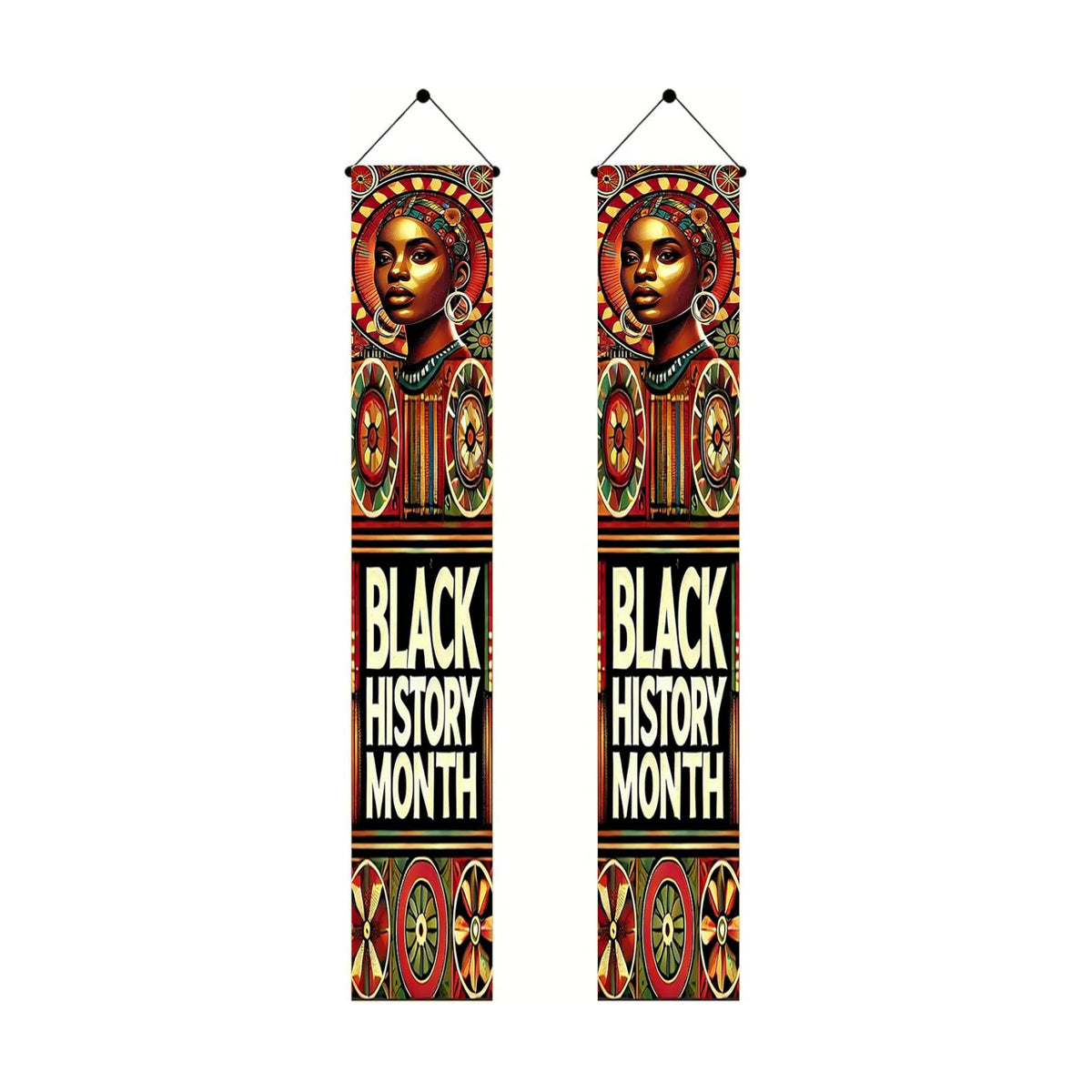 BlissYard Black History Month Banners Front Porch Elegant Portrait Door Banner African American Cultural Welcome Sign Black History Month Supplies Entryway Decor Display 12x71Inch
