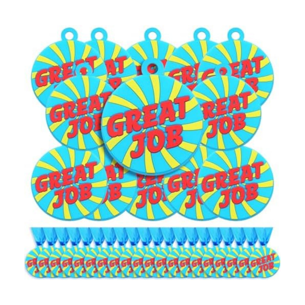 AmazingSpark 120 Pcs Great Job Award Medals, 2 Inch Rubber Medals Bulk Winner Encourage Team Participation for Adults Trophy Award Prize Gift Competitions Graduation Party