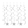 40Pcs Silver Star Hanging Swirls Party Decorations Plastic Spirals Streamers Foil Ceiling Decor for Birthday Bridal Showers All Kinds of Parties Classroom Home Party Favors