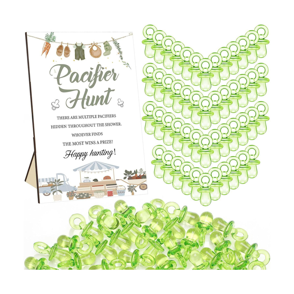 Thyle 51 Pcs Locally Grown Pacifier Hunt Baby Shower Games Set for Guest