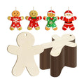 Wooden Christmas Gingerbread Man Ornaments to Paint Decoration Cutouts Unfinished 24PCS 3.5 inches, DIY Blank Unfinished Christmas Tree Ornament for Home Snowflakes Crafts Hanging