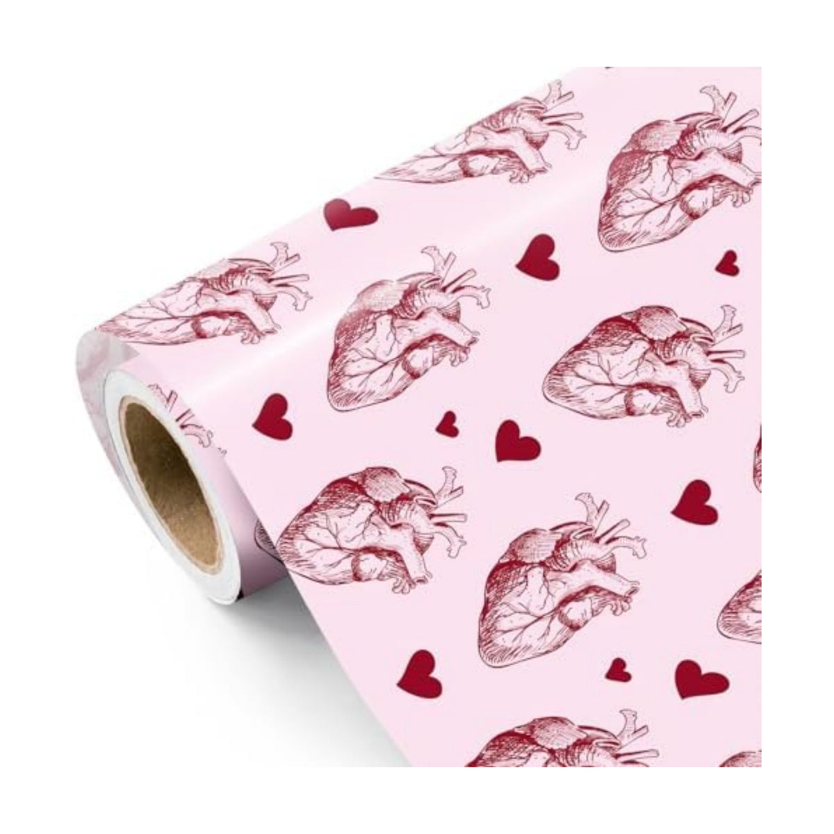 WRAPAHOLIC Gothic Valentines Day Wrapping Paper Roll - Mini Roll - 17 Inch x 16.5 Feet - Gothic Anantomy Heart Wrapping Paper for Valentine's Day, Anniversary, Birthday