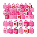 Wesnoy 48 Pcs Valentine's Day Gift Bags Bulk with Handle Non Woven Reusable Pink Red Heart Bags Valentine's Day Candy Bag for Classroom Gift Exchange, Goodies Wrapping Party Favors, 11.4x10.6x4.7 Inch