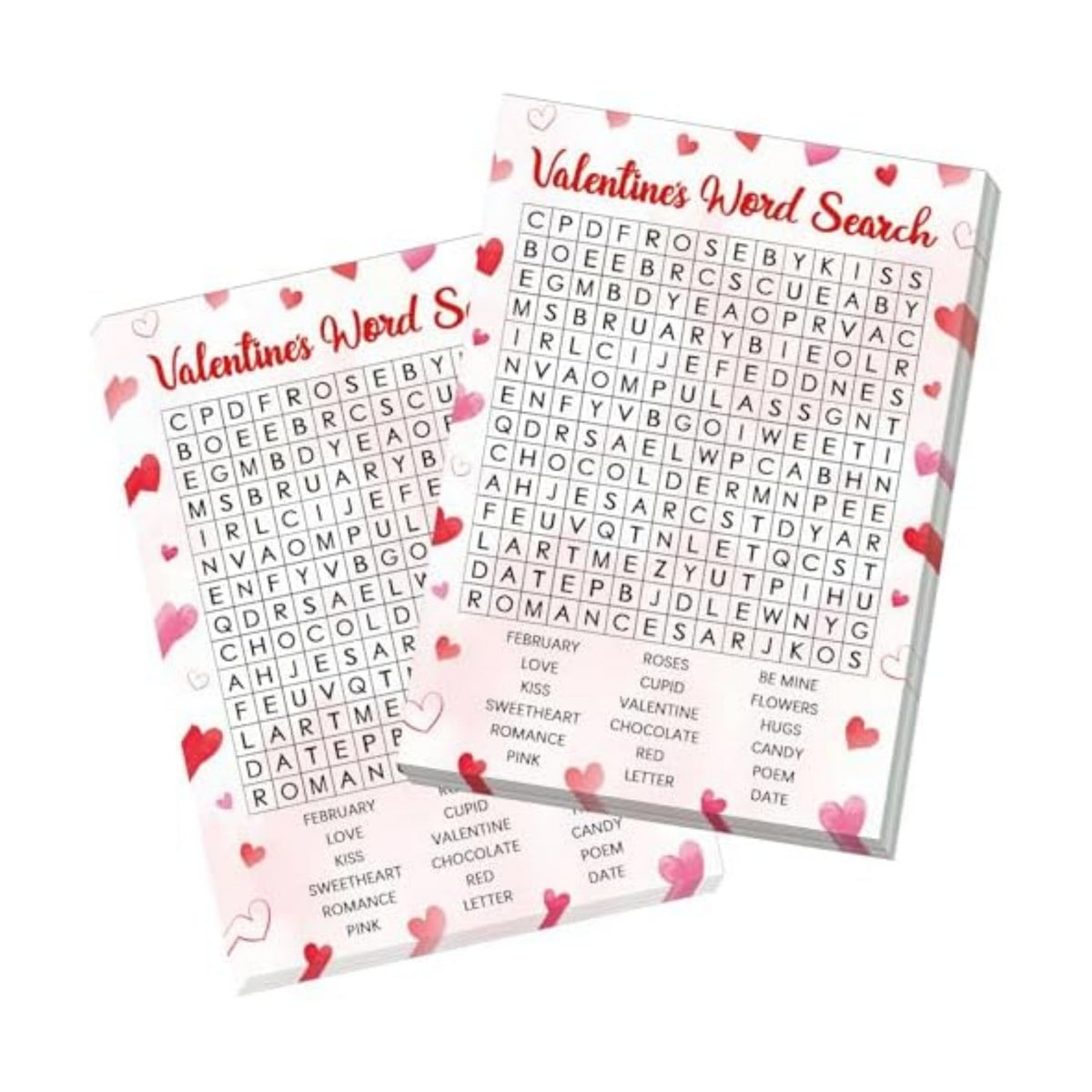 30 Players Valentine's Party Games for Adults Family Office Large Groups, Valentine Parties Word Search Game Card with Answer Key, Valentines Day Classroom Activities Party Favor (Valentines Search)
