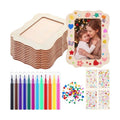 Yalikop 12 Pack Wooden Picture Frame Painting Craft Kit with Stickers DIY Craft Picture Frames for 4" x 6" Photos Unfinished Standing Photo Frame Decorate for Mother's Day DIY Crafts Gift