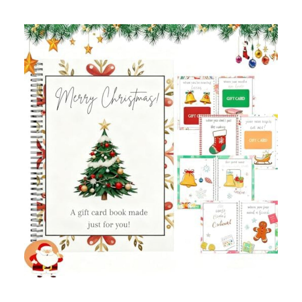 Christmas Stocking Stuffer Christ-mas Gift Card Book for Adults, Merry Christmas Gift Cards, 5x7 Color Spiral Bound Card Book- Surprises On Every Page, DIY Personalized Xmas Gifts for Family, Friends, Students
