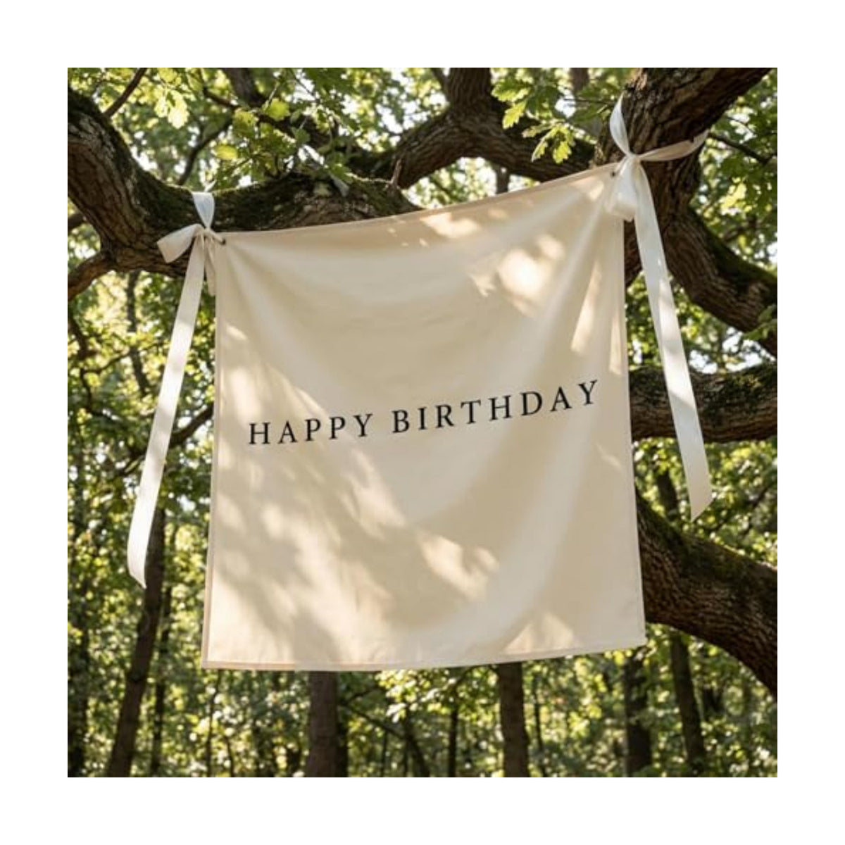 Oudain 59x59 Inch Happy Birthday Banner Burlap Happy Birthday Backdrop