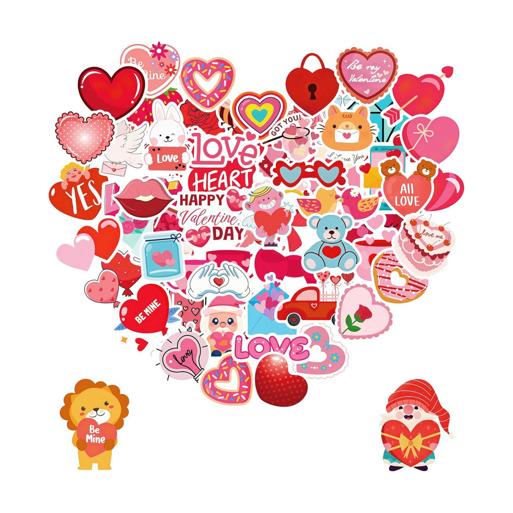 300 PCS Valentines Day Stickers, Non-Repeating Valentine Stickers, Valentines Stickers Gifts Party Favors Decorations,Waterproof Vinyl Heart Sticker for Laptops, Water Bottles