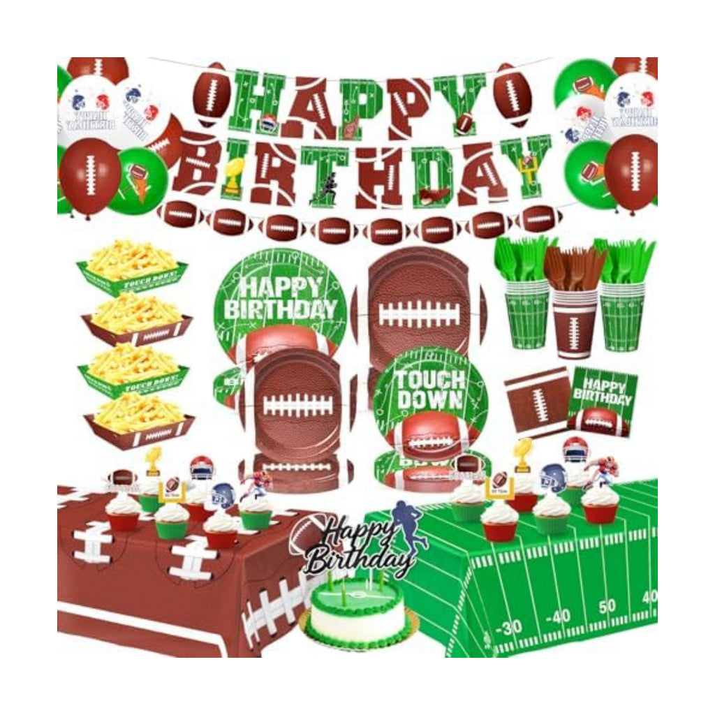 215Pcs Football Birthday Party Decoration–Football Party Supplies for 24