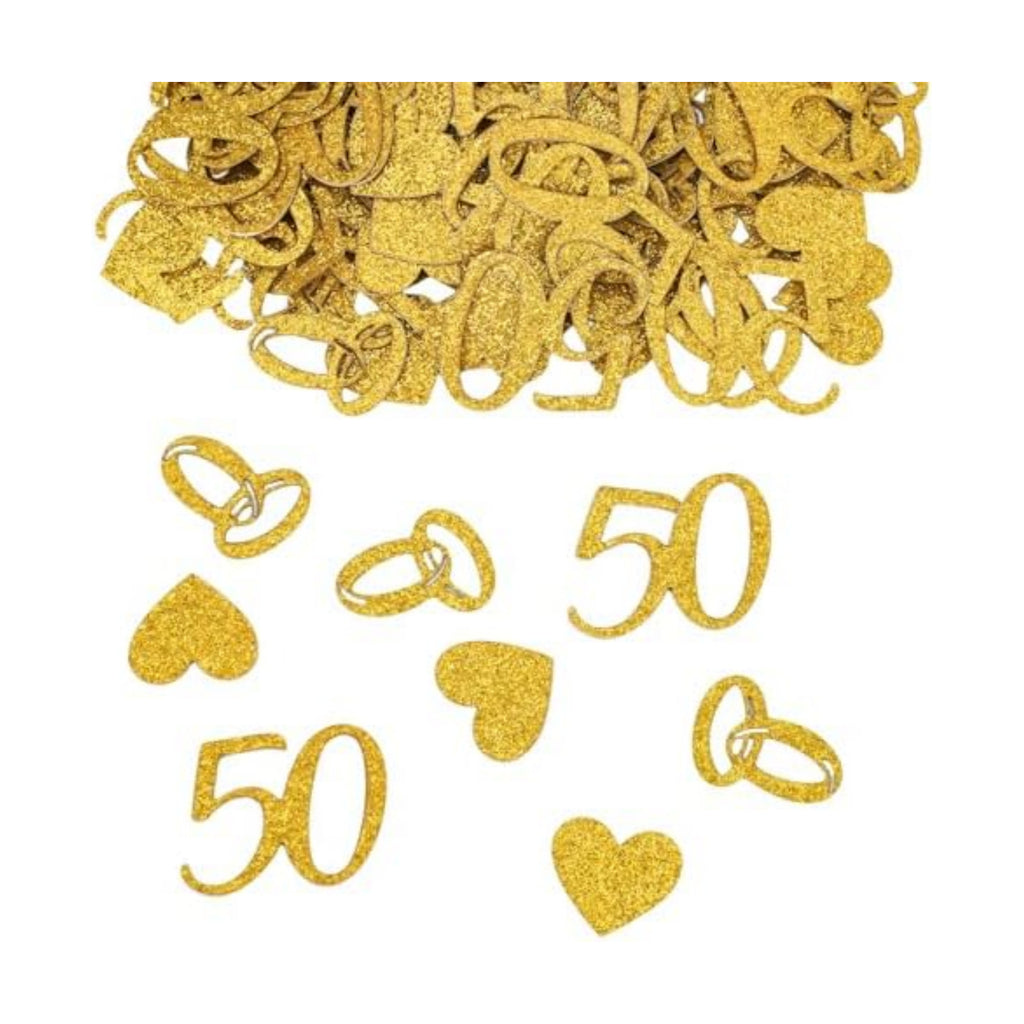 200pcs 50th Wedding Anniversary Confetti, Gold Glitter Paper