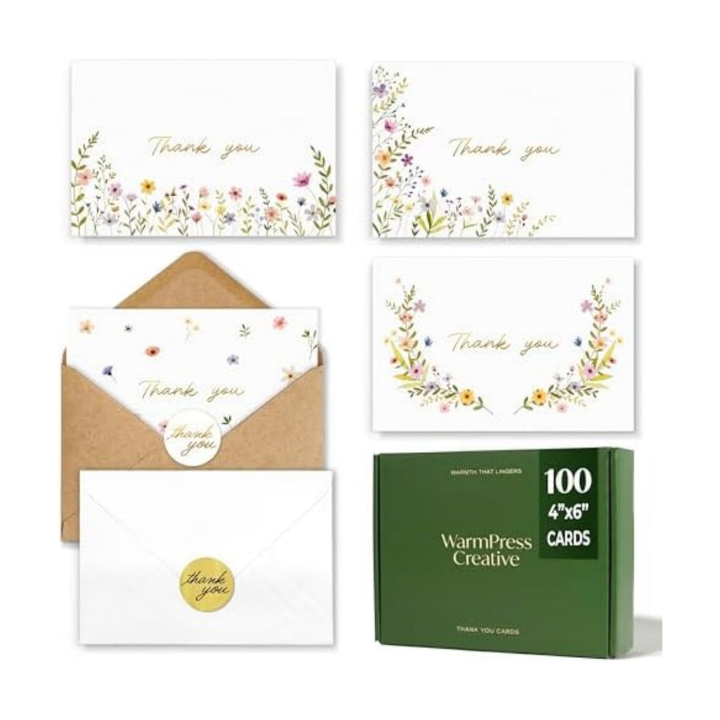 Thank You Cards with Envelopes Bulk 100 Pack 4x6 Blank