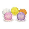 5Pack Paper Lanterns Chinese Japanese Hanging Paper Lanterns with LED Lights Sticks Tassels 8 Inch Round for Chinese Lunar New Year Party Decorations 2026 Spring Festival Wedding Asian Home Decor