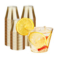 RACETOP 9 oz Gold Glitter Clear Plastic Cups, 100 Pack