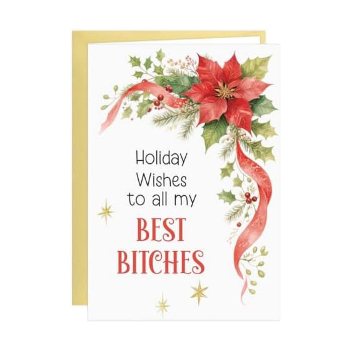 D4DREAM Poinsettia Funny Friend Christmas Card for Best Female Friend